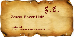 Zeman Bereniké névjegykártya